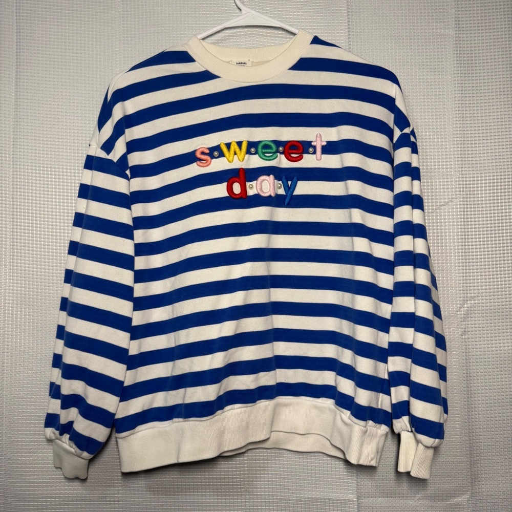 Balabala Striped Embroidered Crewneck Sweatshirt Women's Size 165‎ 84A